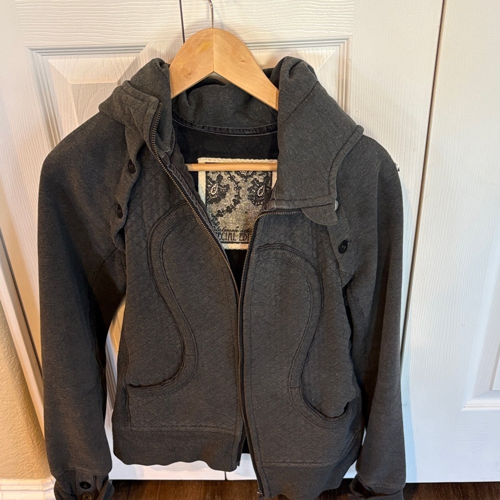Lululemon Dark Gray Quilted Hooded Jacket